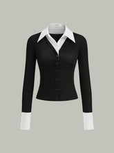 2 in 1 Contrast Collar and Cuff Shirt